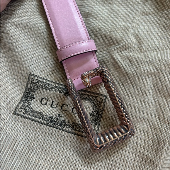 Gucci Gold Buckle Pink Leather Belt